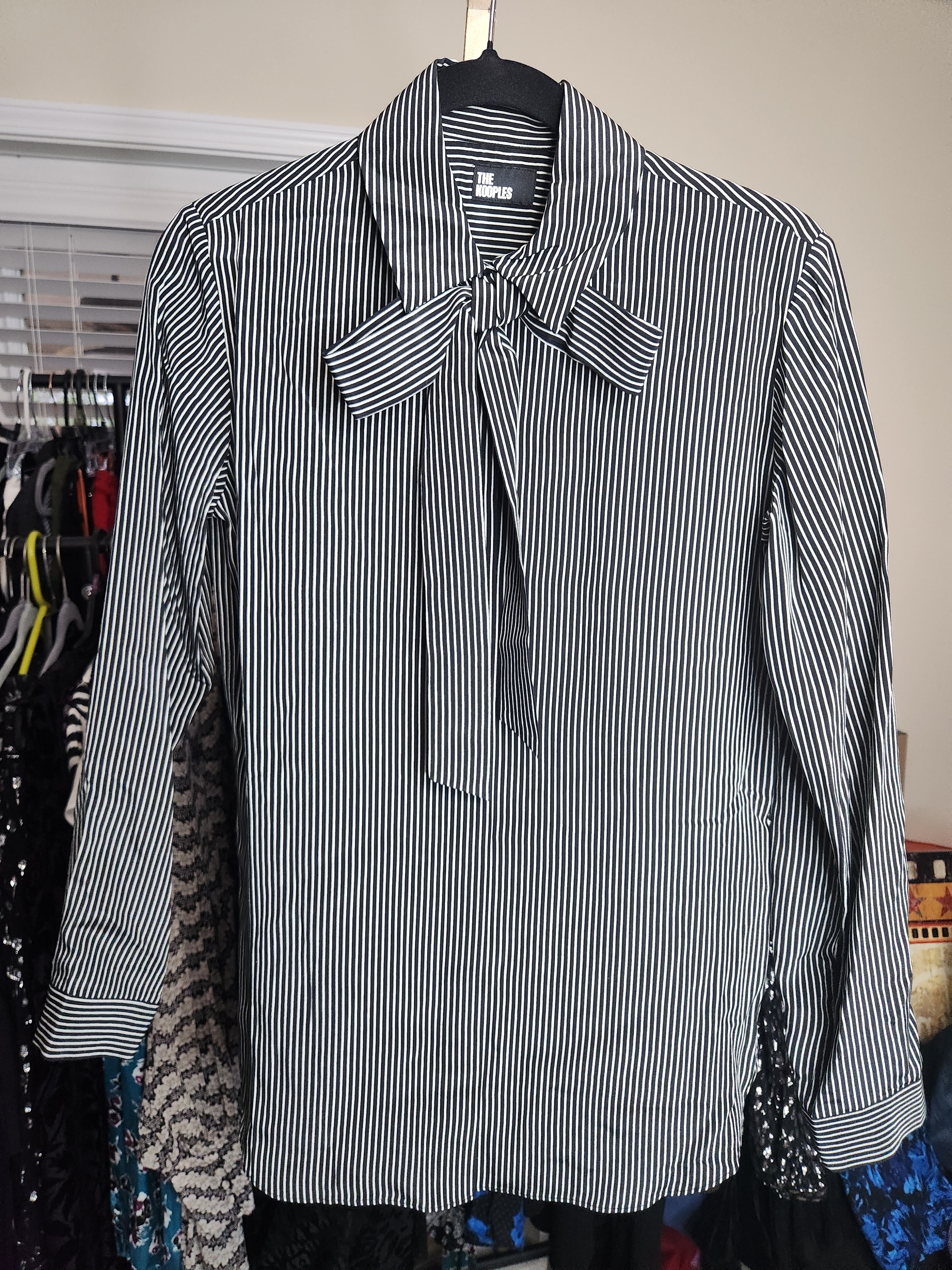 The Kooples Black & White Micro-Stripe Shirt With Collar
